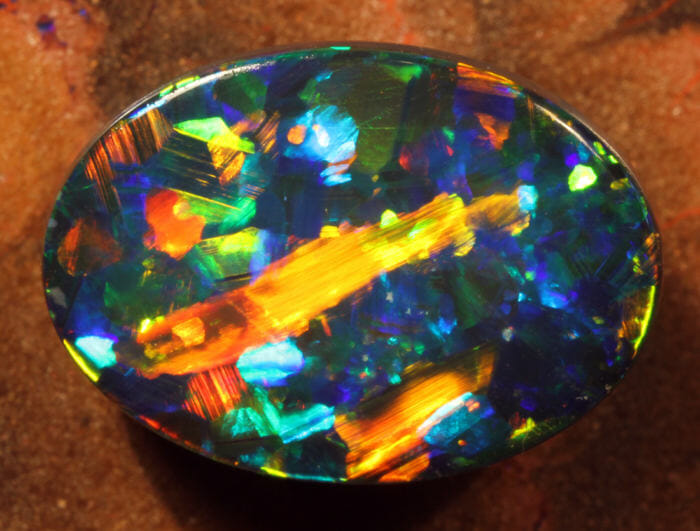 Black opal from Lightning Ridge, NSW.